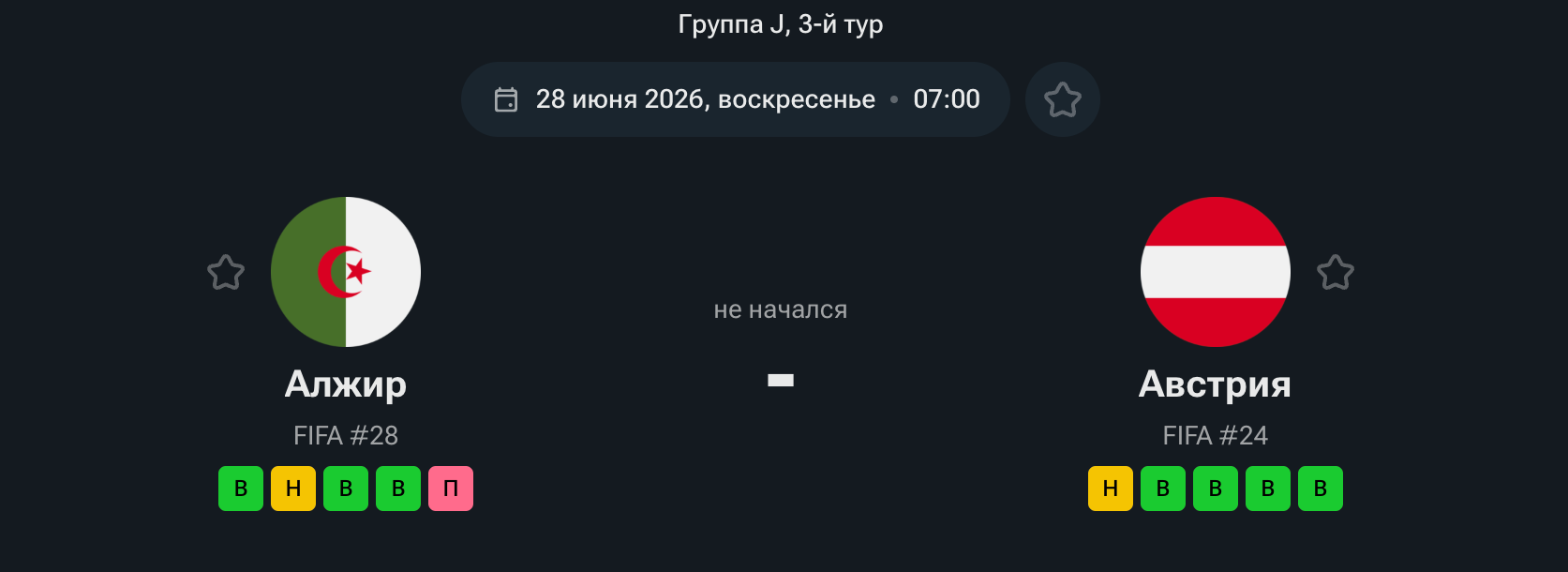 Алжир — Австрия, 28.06.26
