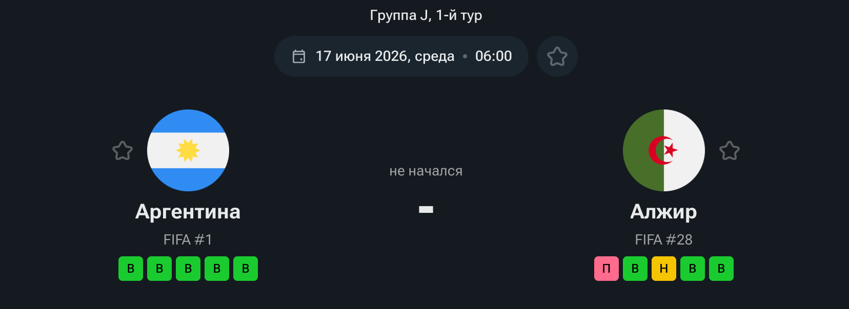 Аргентина — Алжир 17 июня