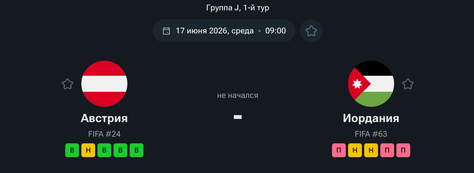 Австрия — Иордания 17 июня