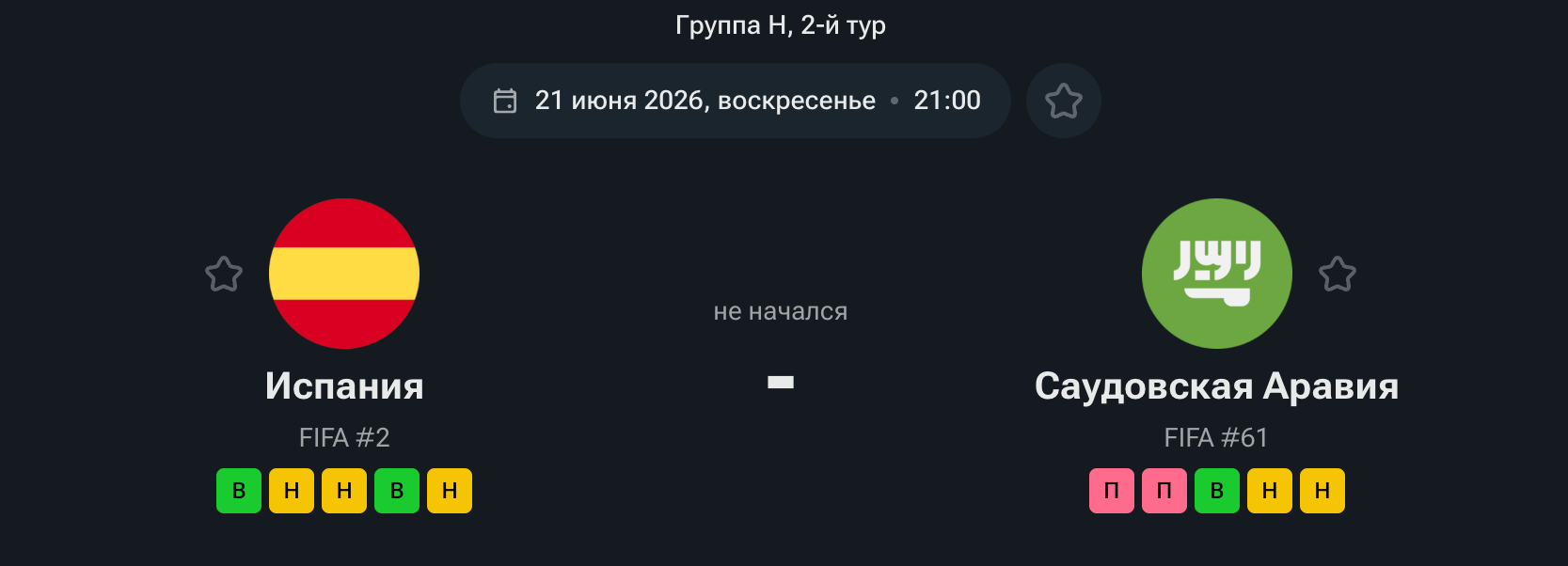 Испания — Саудовская Аравия 21 июня