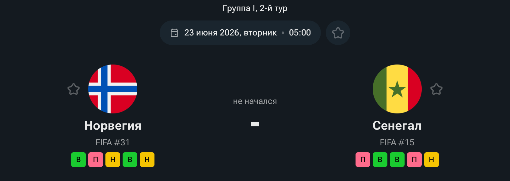 Норвегия — Сенегал, 23.06.26