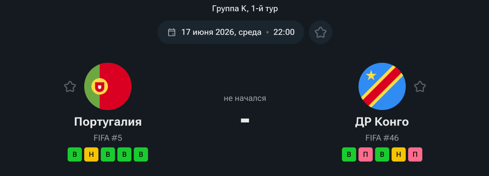 Португалия — ДР Конго 17 июня