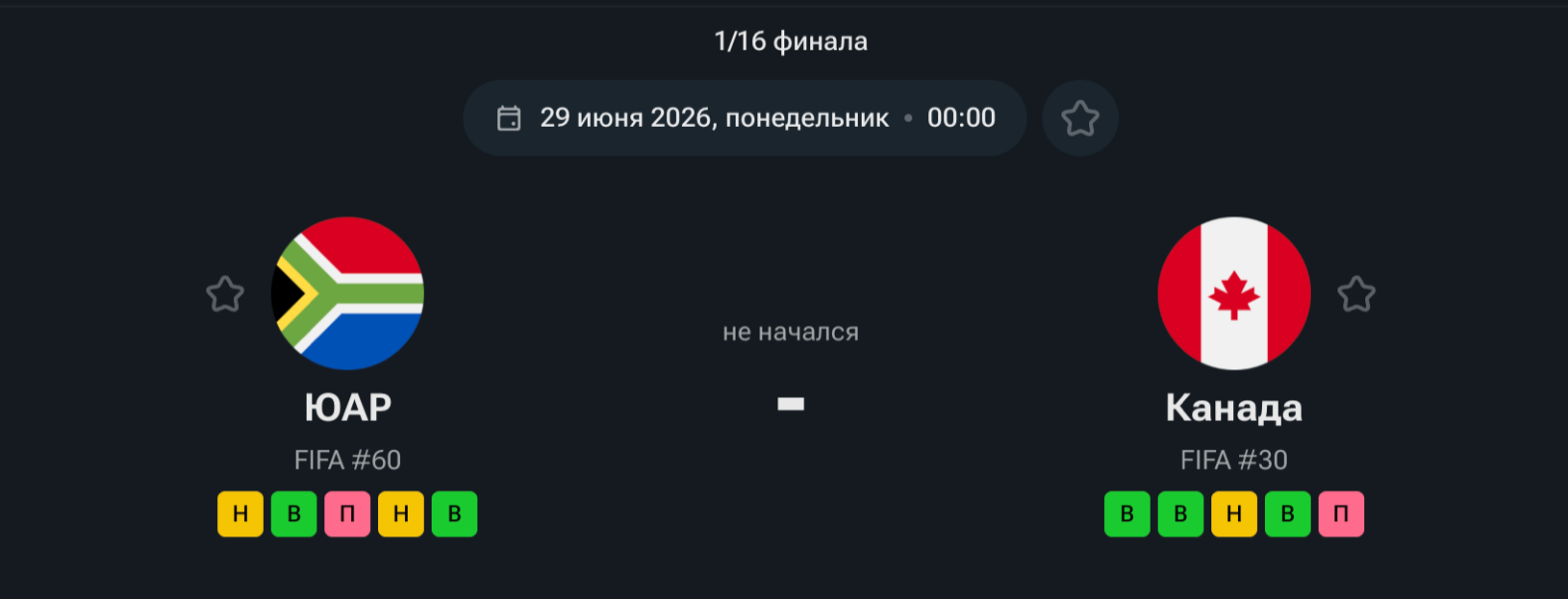 ЮАР — Канада, 28.06.26