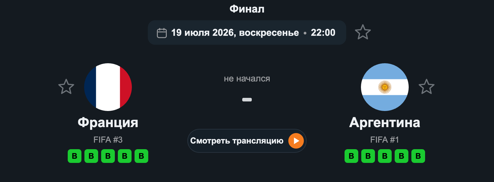 Франция – Аргентина (Финал, 19.07.2026)