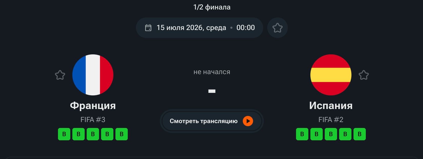 Франция – Испания (1/2, 14.07.2026)