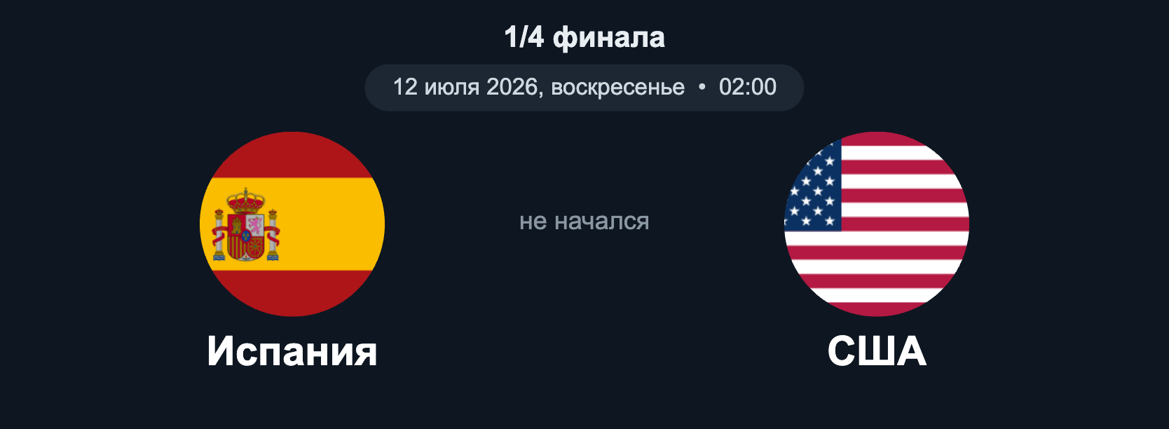 Испания – США (1/4, 12.07.2026)