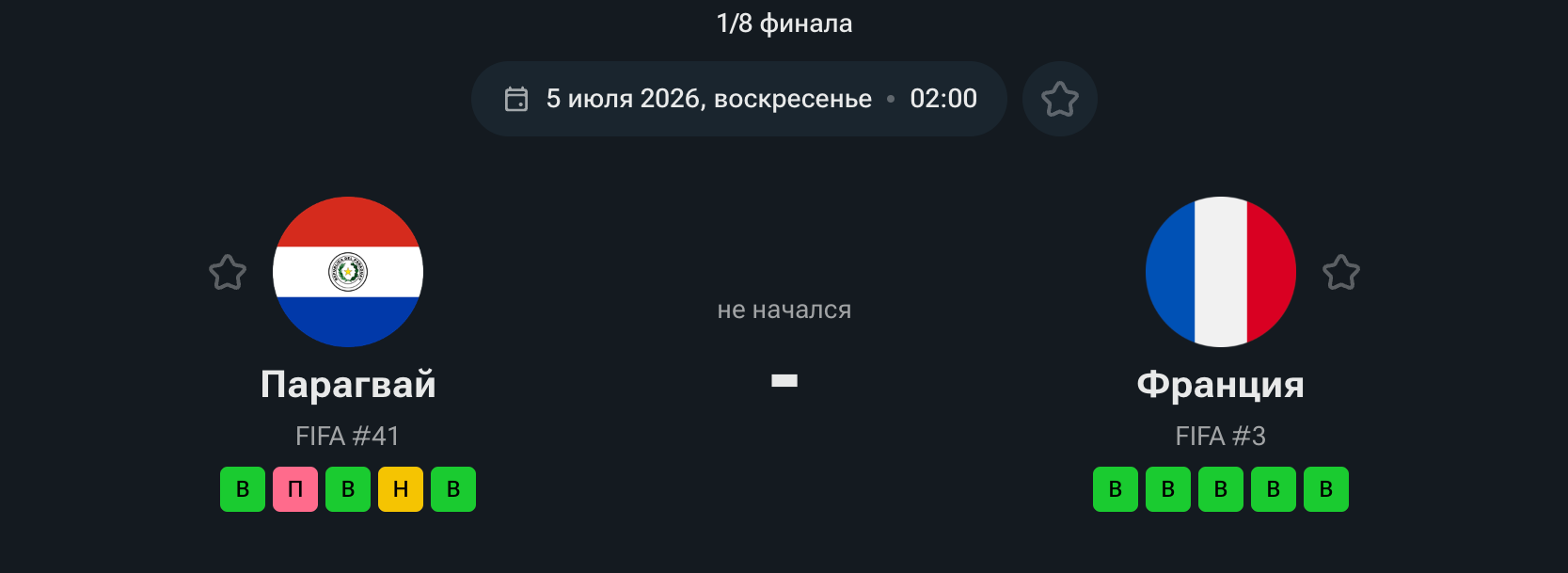Парагвай — Франция, 05.07.26